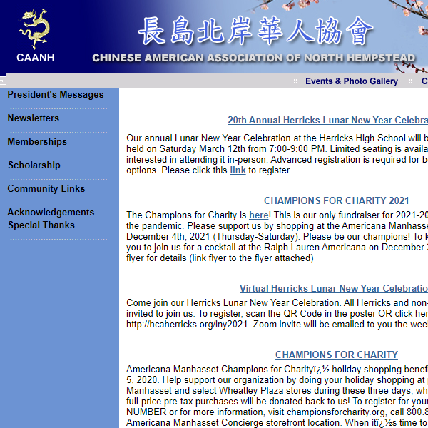 Chinese Organization in New York - Chinese American Association of North Hempstead