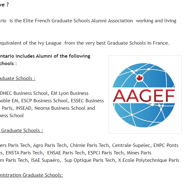 French Organization in Toronto ON - French Grandes Ecoles Alumni Association Ontario